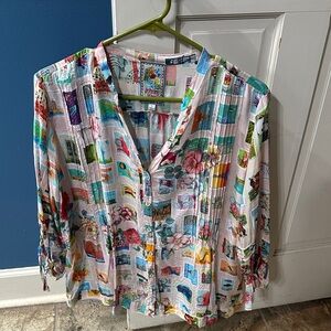 Johnny Was Multicolor Embroidered Blouse